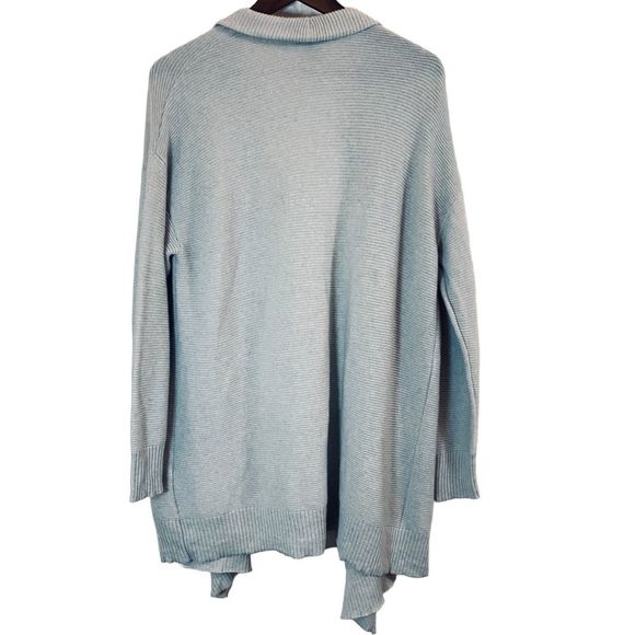 Eileen Fisher Light Gray Ribbed 100% Cashmere Long sleeve Shawl Open Cardigan L - Picture 3 of 16